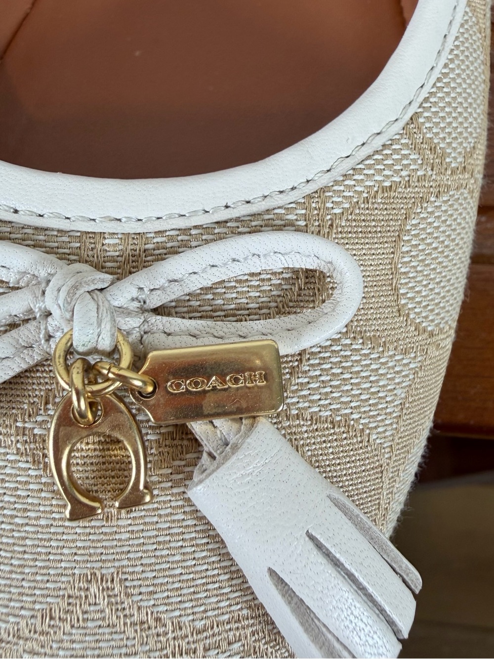 Coach Beige Ivory Signature Canvas Ballet Flats with Tassel Size 7.5B - Picture 2 of 7